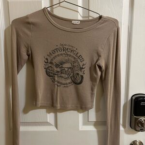 Brown, long sleeve crop top